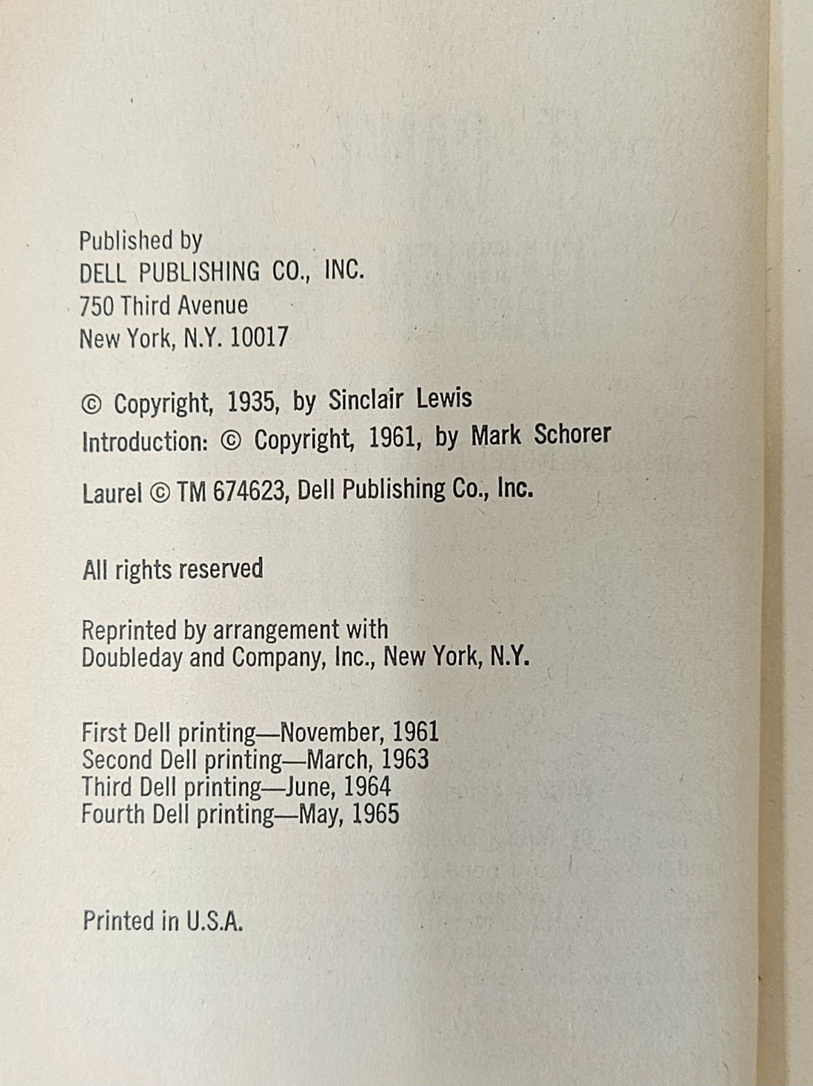 It Can’t Happen Here – 1965, 4th Dell Printing