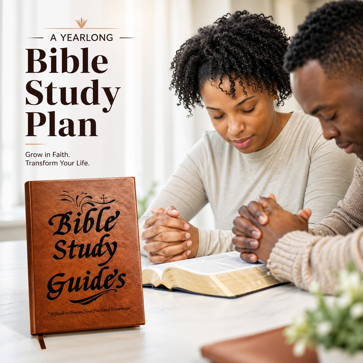 Bible Study Journal Women 66Page PU Leather Daily Scripture Prayer Prompts Brown