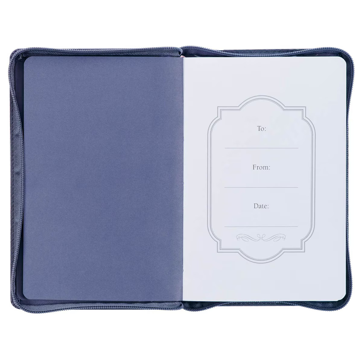 Navy Blue Vegan Leather Zipped Journal, Inspirational Women’s Notebook Be Still