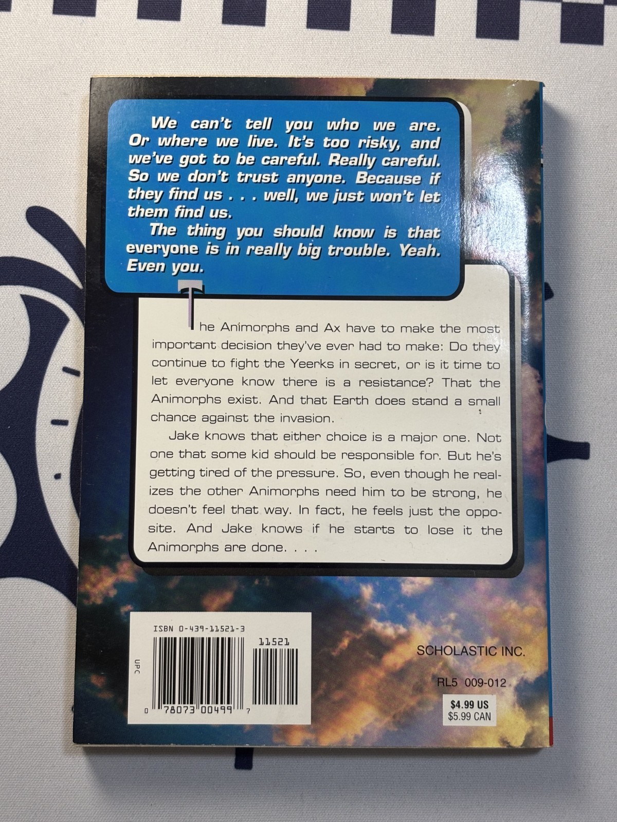 ANIMORPHS #47: THE RESISTANCE (Scholastic 2000 YA Novel ~ K A Applegate)