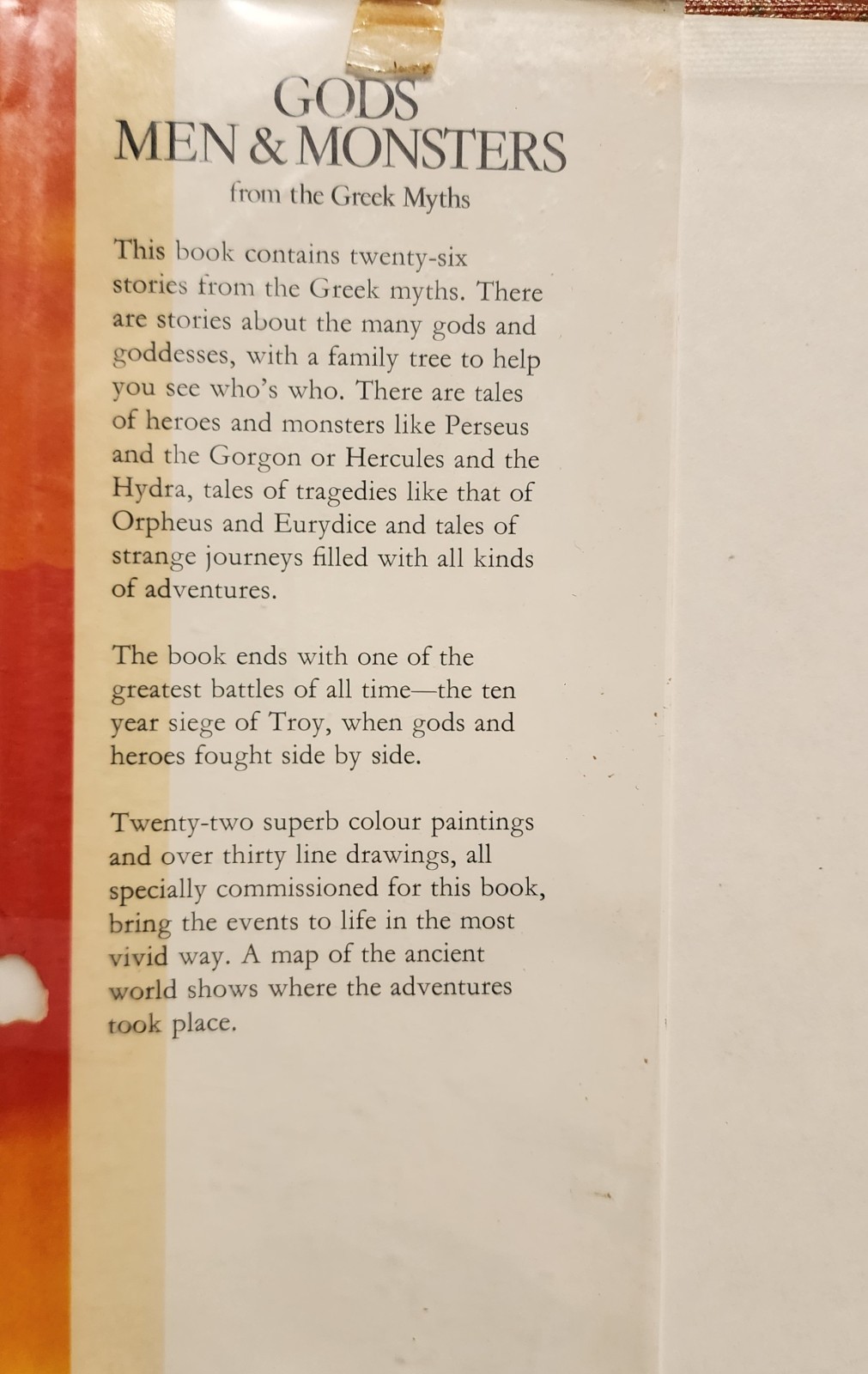 Gods Men and Monsters from Greek Myths by Michael Gibson 1st Ed 1977 HCDJ ex lib