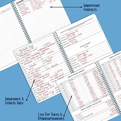 Mileage Log Book for Auto Expense Tracking – 126 Pages, 5″x7″, Tax Record Notebo