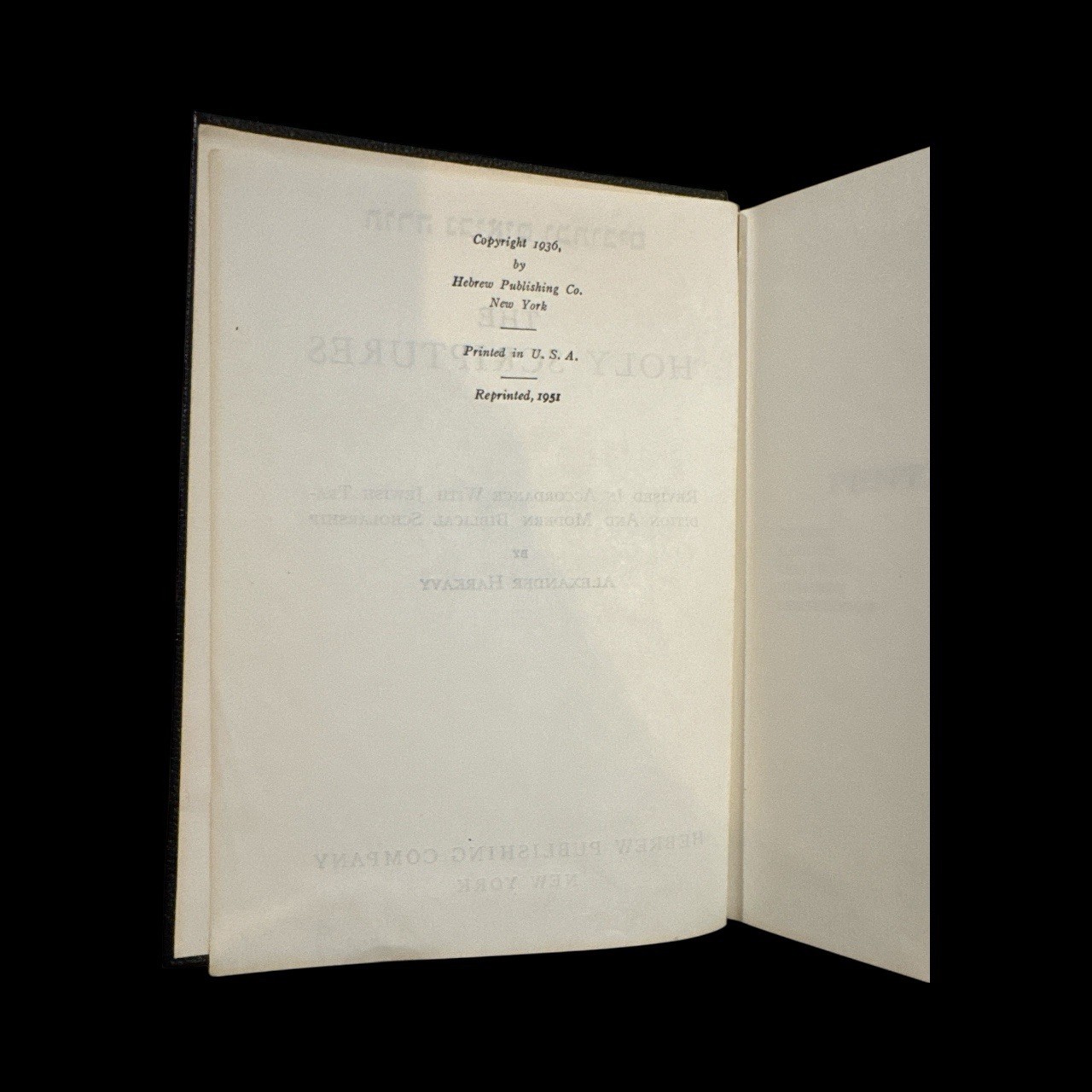 The Holy Scriptures English Version Alexander Harkavy 1951 HC 1,272 pages