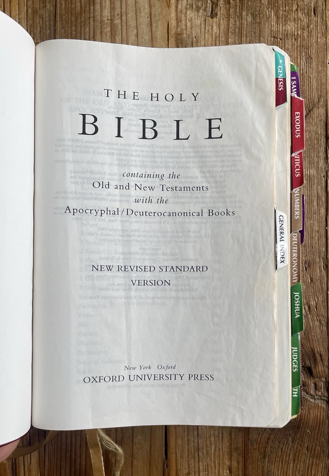 Out of Print – 9814A – Burgundy Oxford NRSV with Apocrypha, Genuine Leather