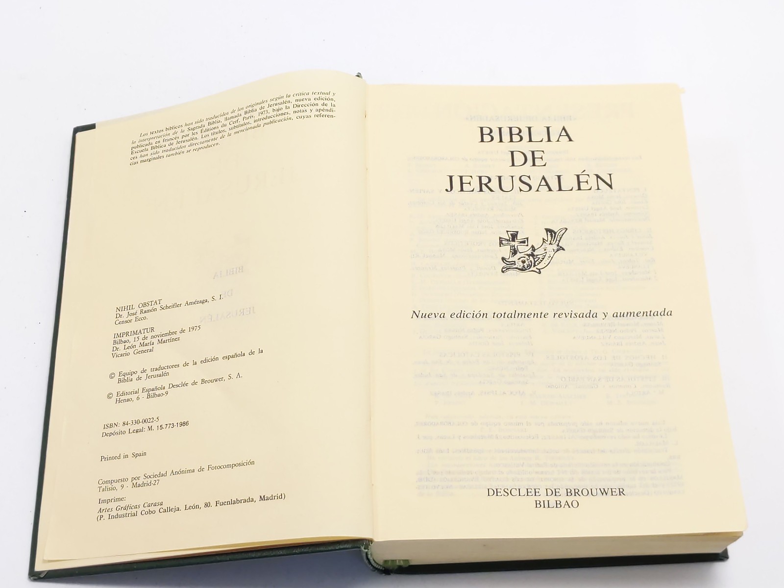 Biblia De Jerusalen Nueva Edicion Desclee De Brouwer Bilbao 1975 Spanish