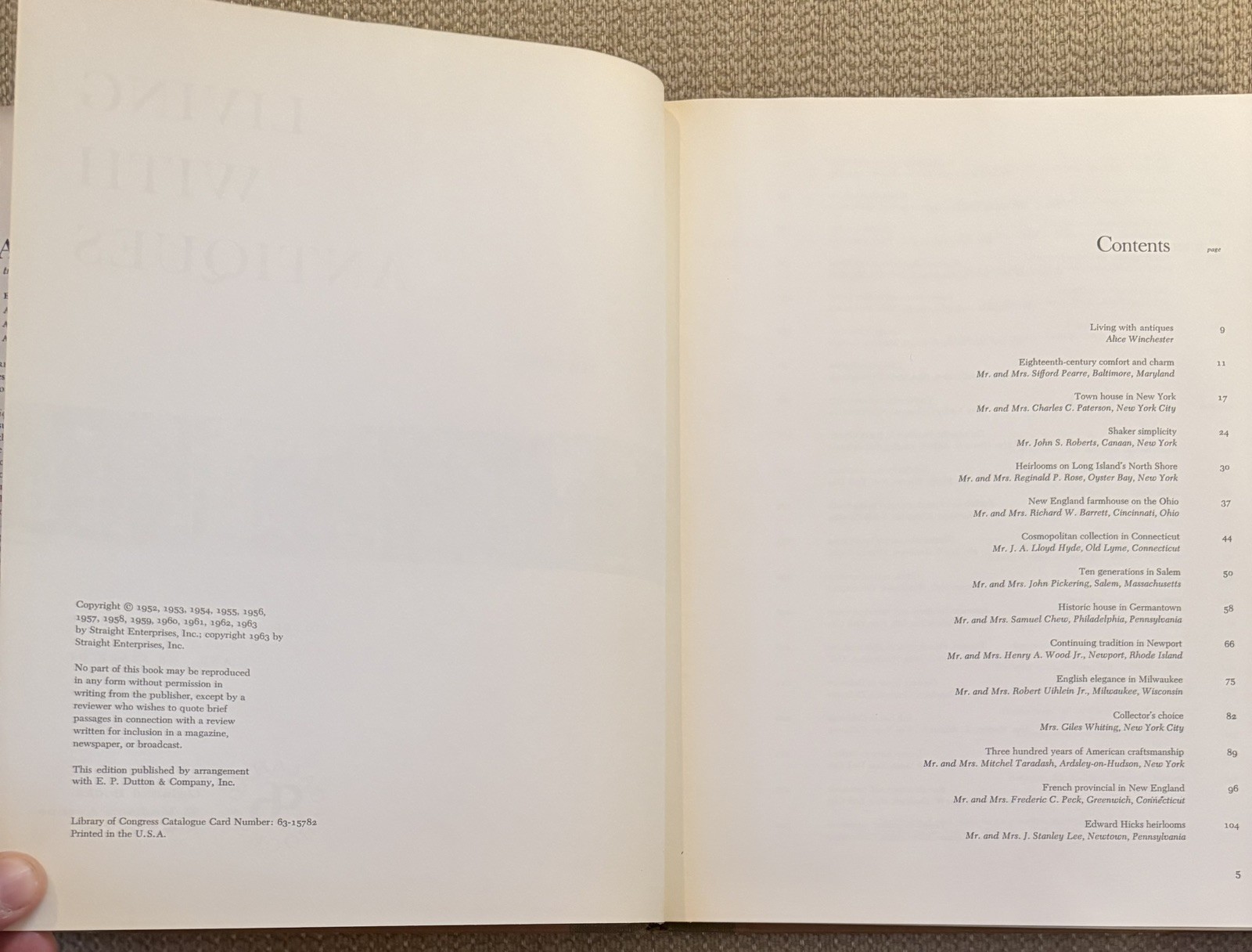 Living With Antiques: A Treasury Of Private Homes In America (1963, HC w/DJ)