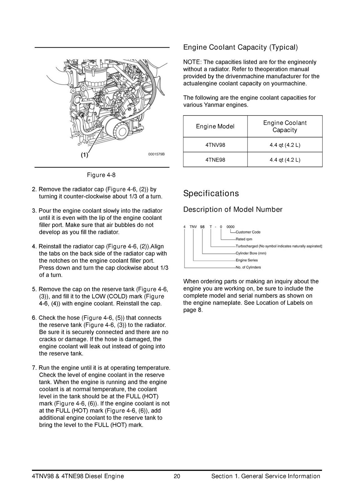 YANMAR 4TNV98 4TNE98 Diesel Engine Service Manual 2008 – WIRE BIND – COVERED