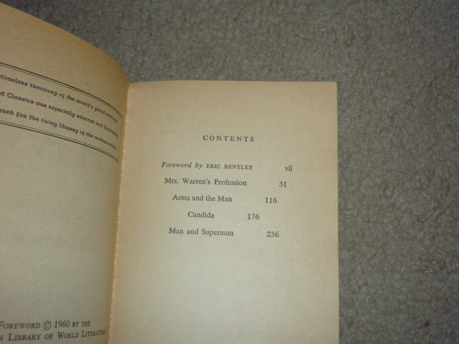 Plays by George Bernard Shaw, Vtg PB 1960, Signet Classics 1st Printing Candida