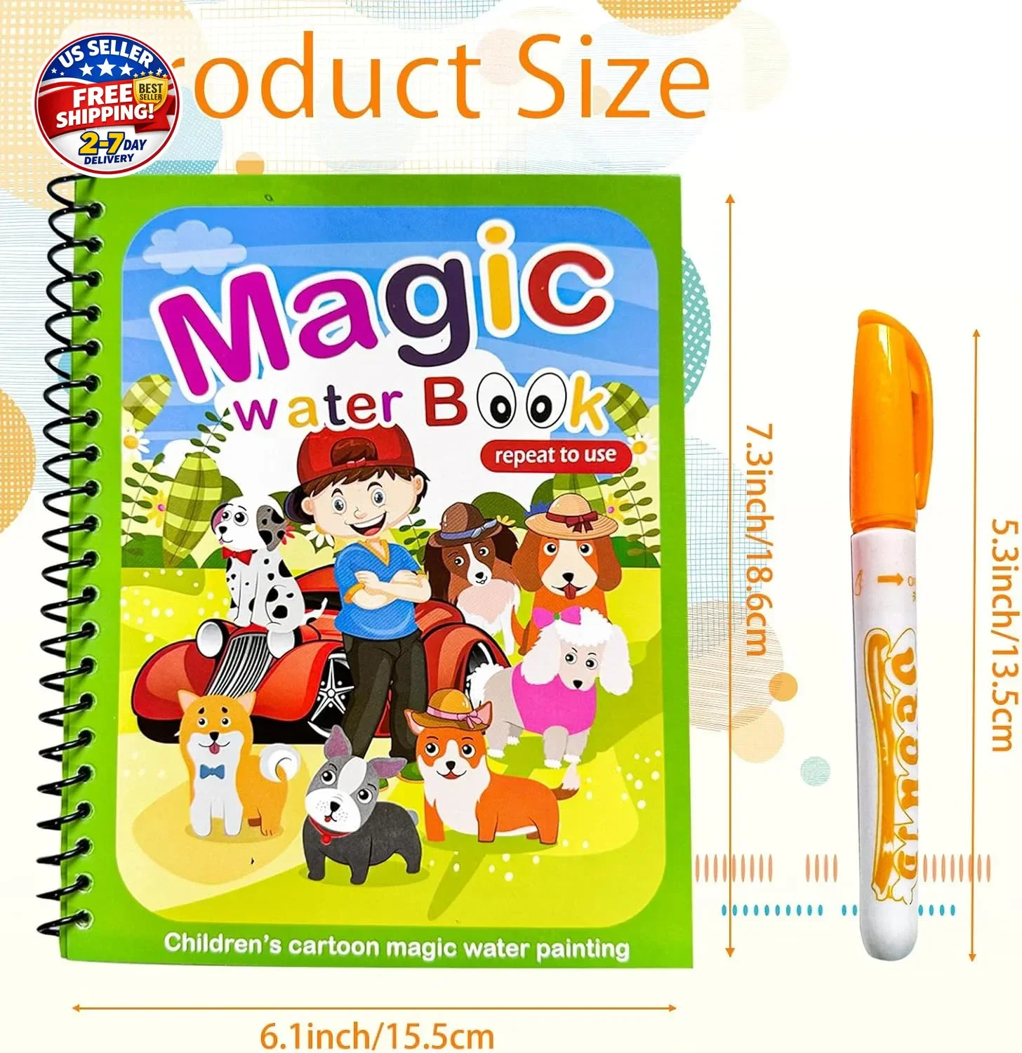 14 Pack Water Coloring Books,Water Doodle Book Toys,Reusable Water Painting Book