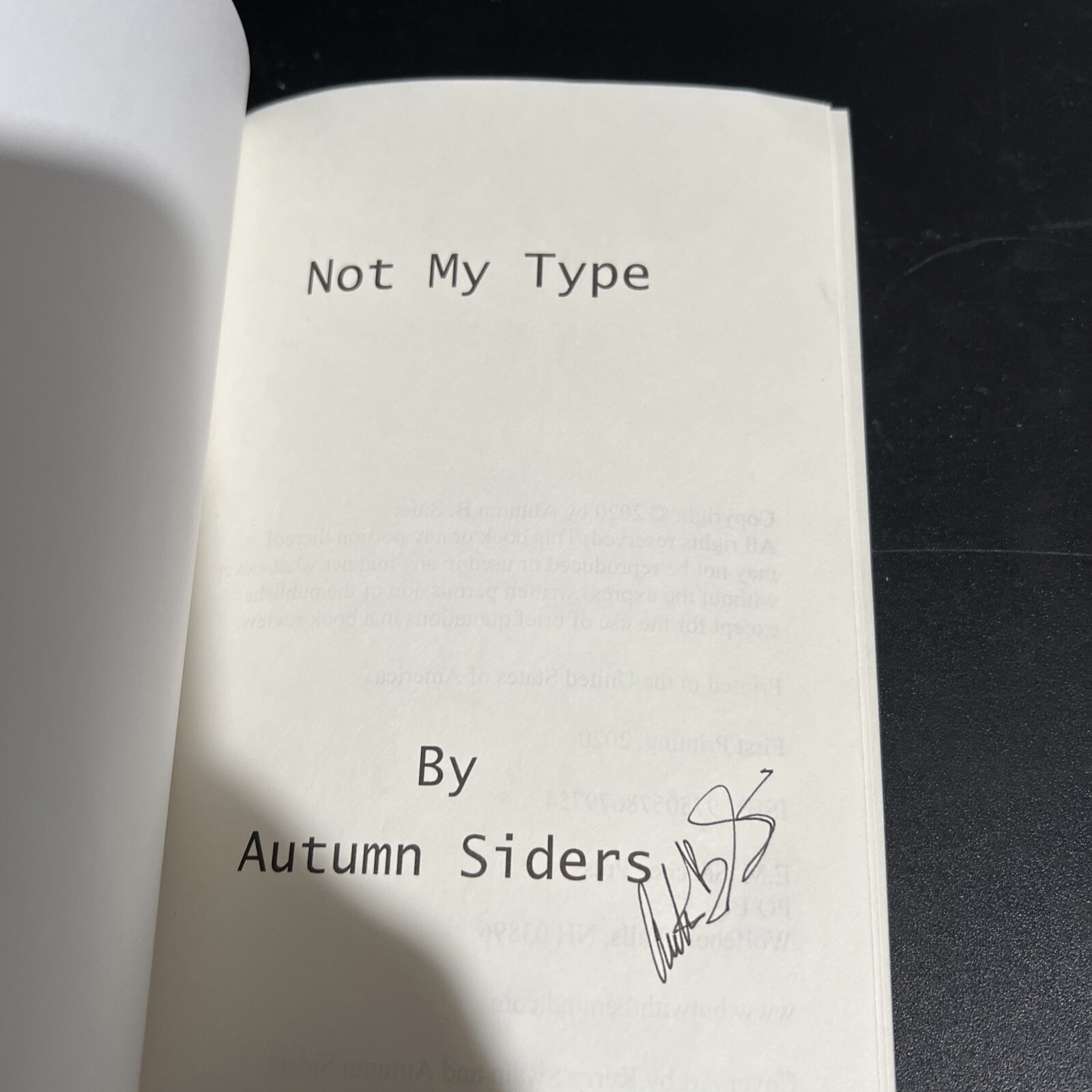 SIGNED OOP 1st Edition Not My Type Stories by Autumn Siders Trade PB 2020