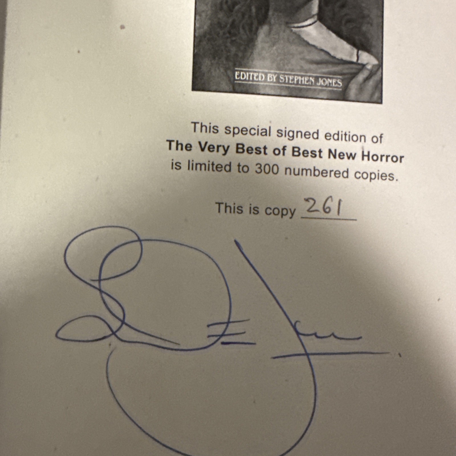 The Very Best of Best New Horror – Jones – Signed Limited 261/300 Earthling HCDJ
