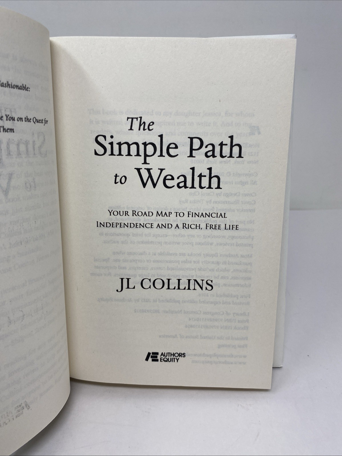 Simple Path to Wealth Hardcover JL Collins Clean Pages Revised Expanded 2025 Ed