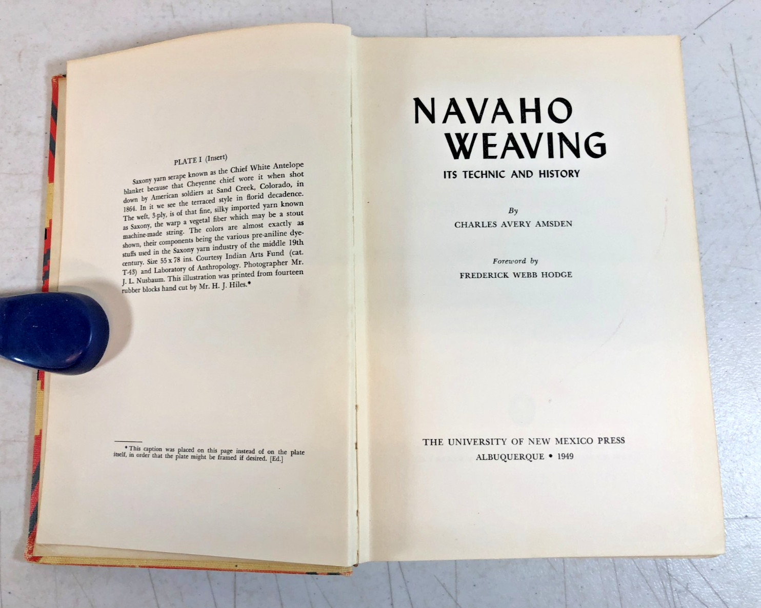 Navaho Weaving, Charles Avery Amsden 1949, E-109