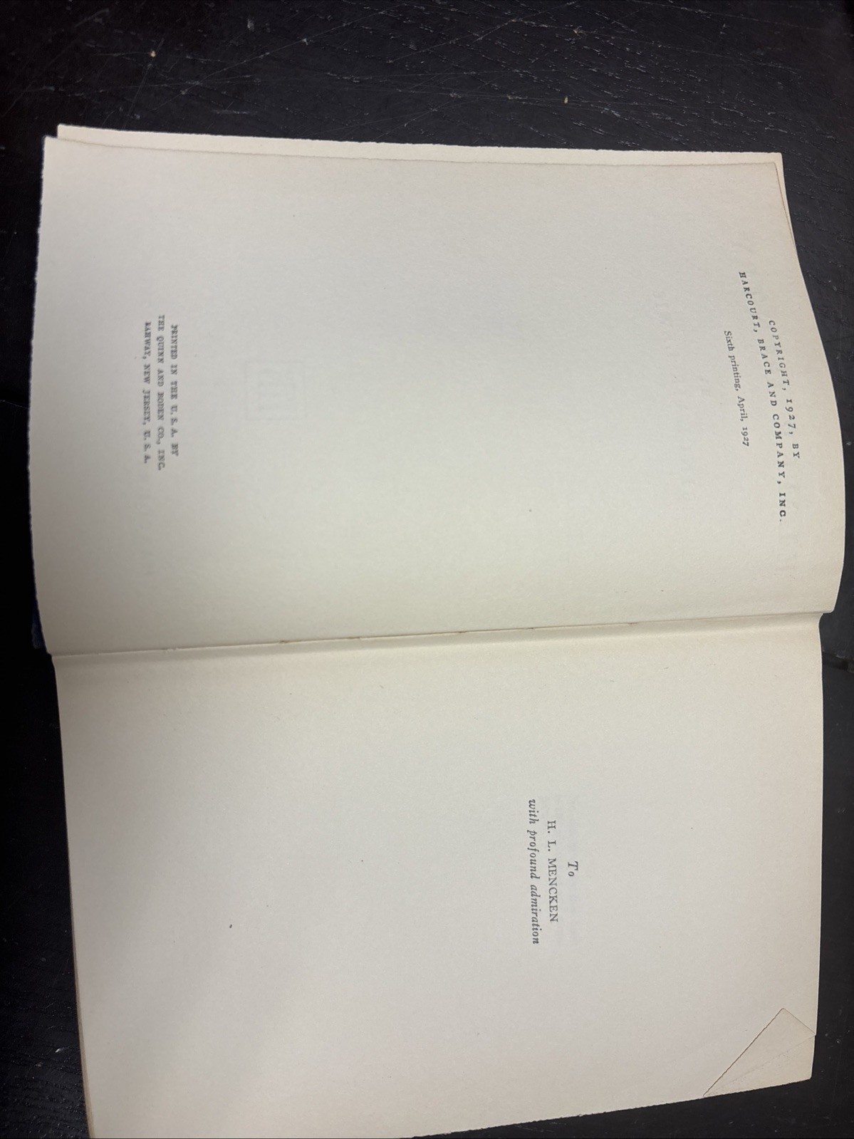 Sinclair Lewis Elmer Gantry Harcourt Brace 1927 1st First Edition 6th Printing