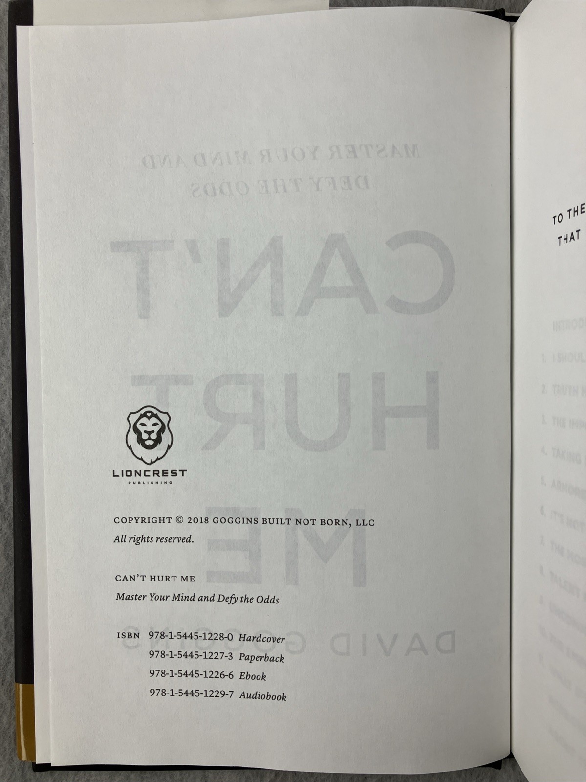 Can’t Hurt Me David Goggins Hardcover 2018 Master Your Mind Bestseller