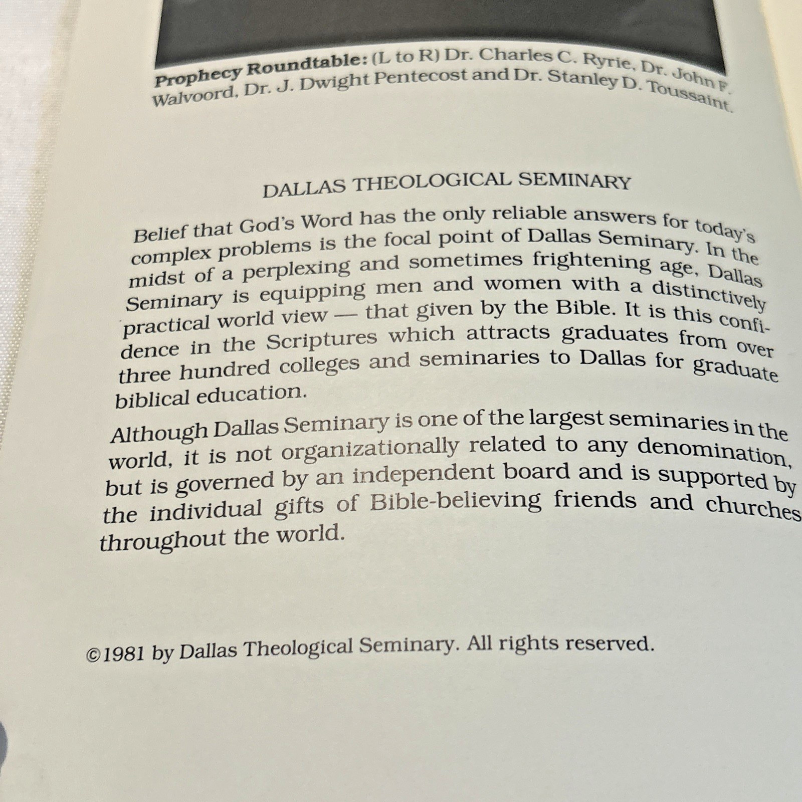 Prophecy Round Table (1981) ~ Dallas Theological Seminary ~ Paper Booklet