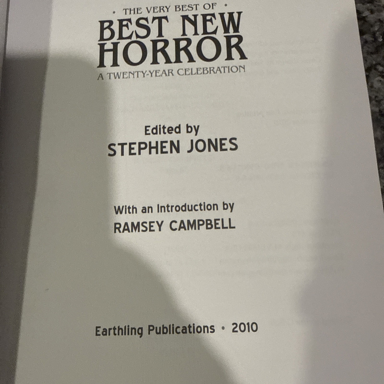The Very Best of Best New Horror – Jones – Signed Limited 261/300 Earthling HCDJ