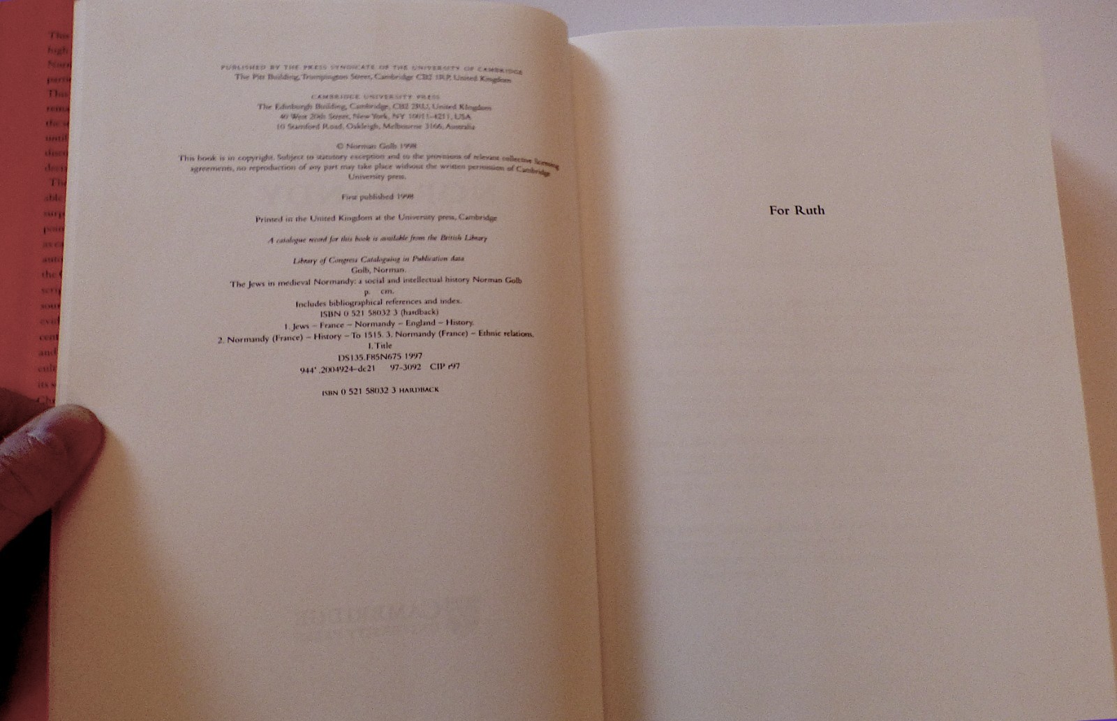 The Jews in Medieval Normandy / Norman Golb – 1998, HB, Very Good