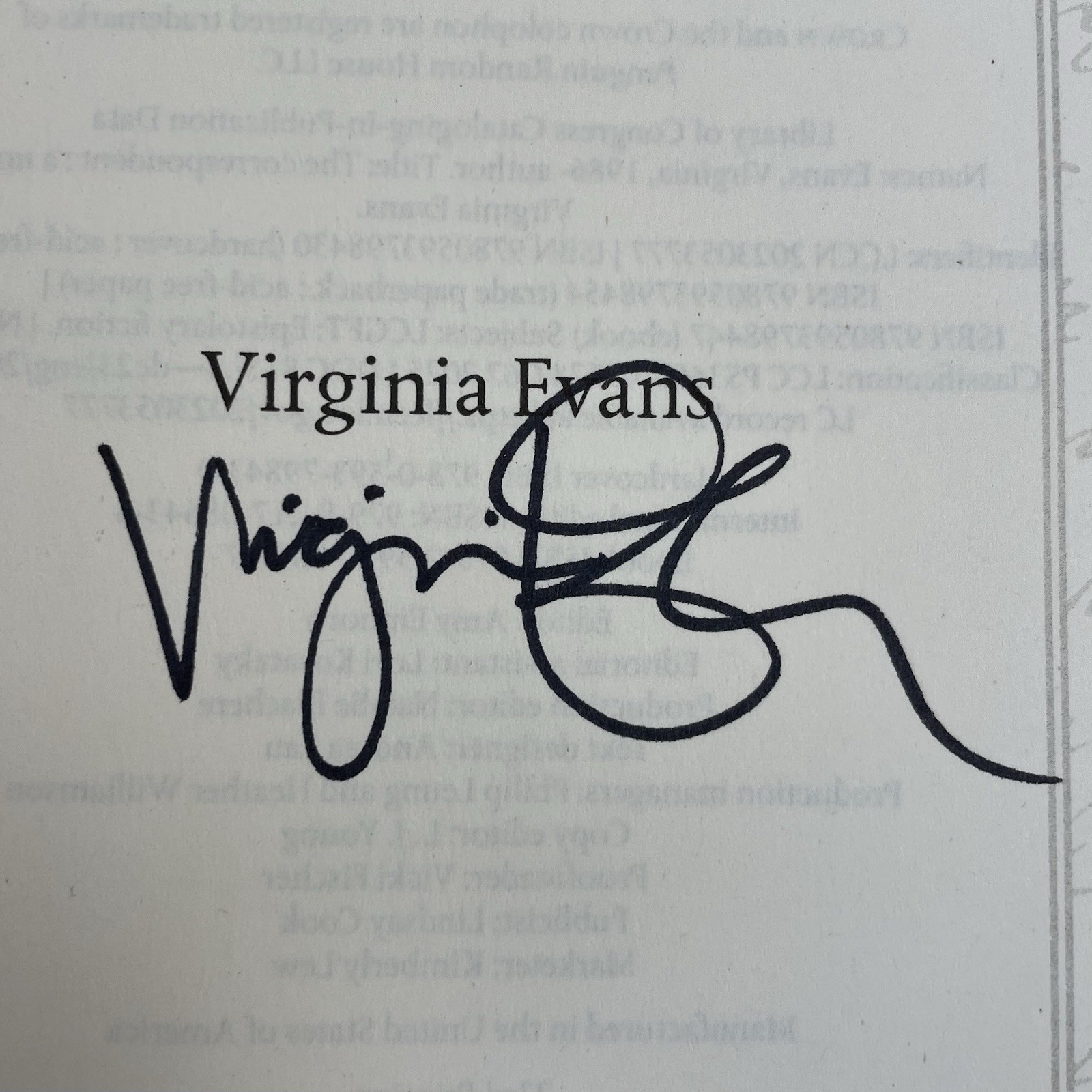 SIGNED Virginia Evans “The Correspondent” Hardcover 2025 Novel Book