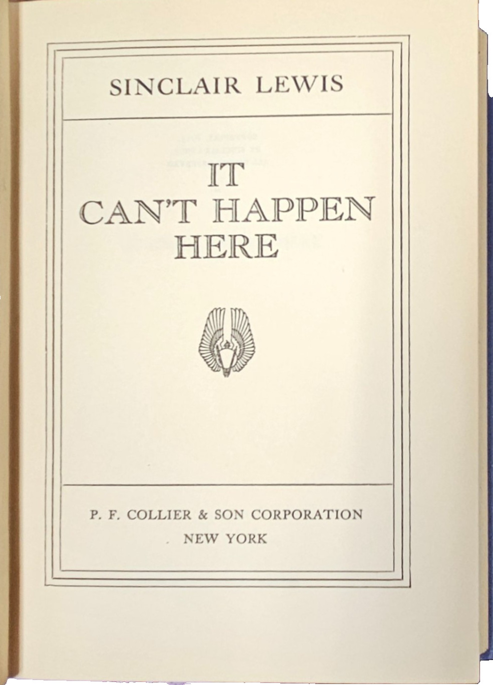 It Can’t Happen Here – 1935 Doubleday Hardcover