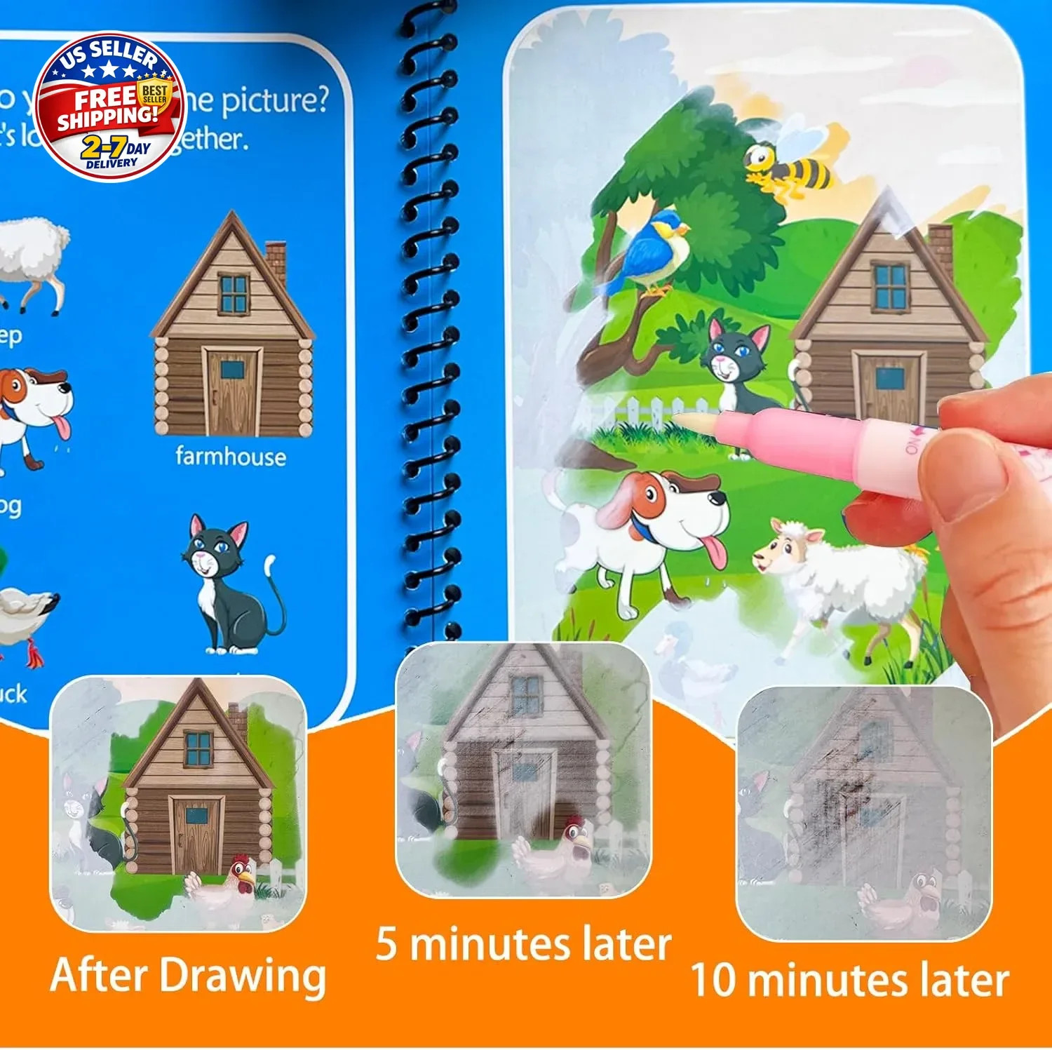 14 Pack Water Coloring Books,Water Doodle Book Toys,Reusable Water Painting Book