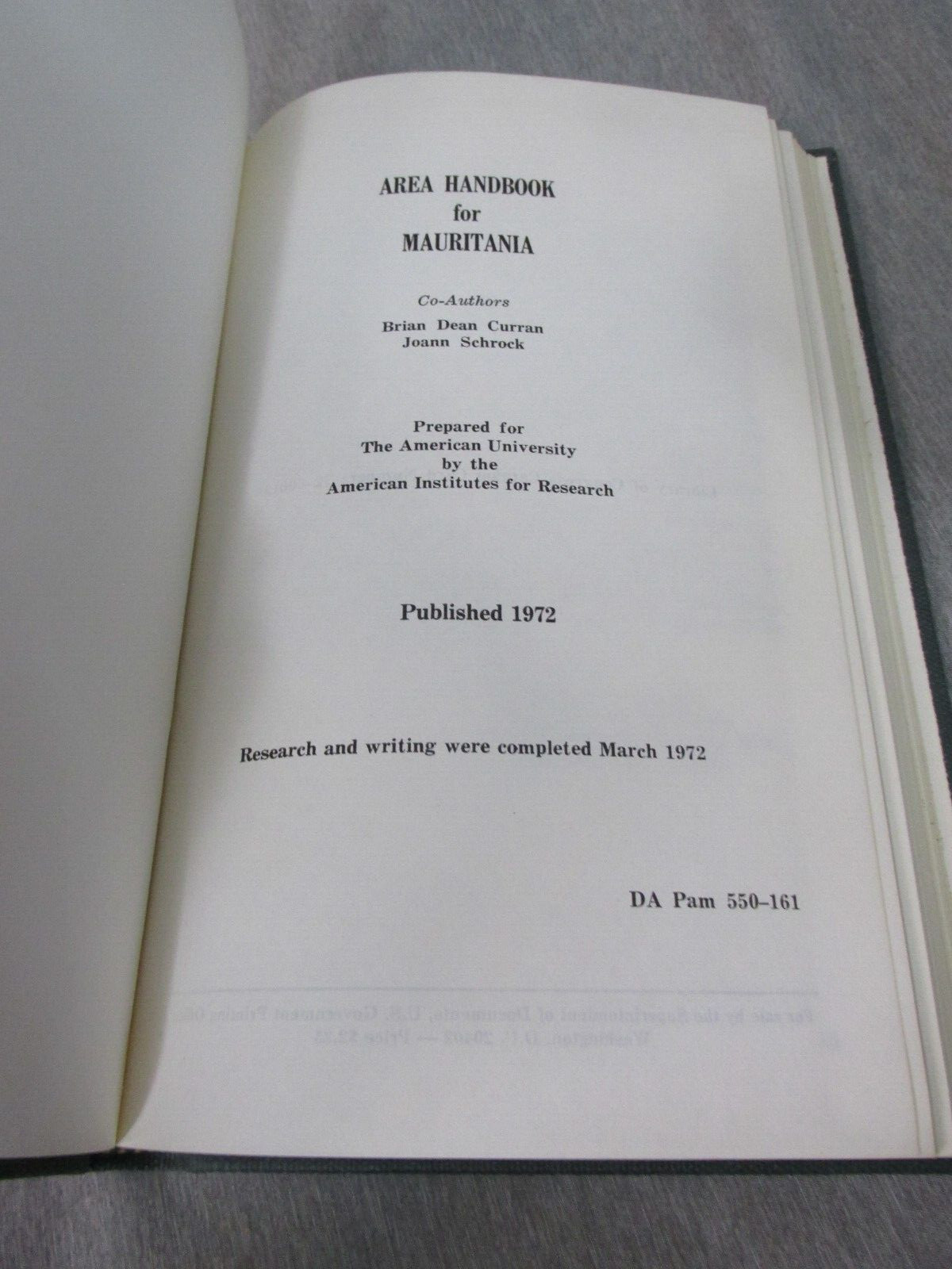 AREA HANDBOOK FOR MAURITANIA 1972 DA PAM 550-161 Hardback