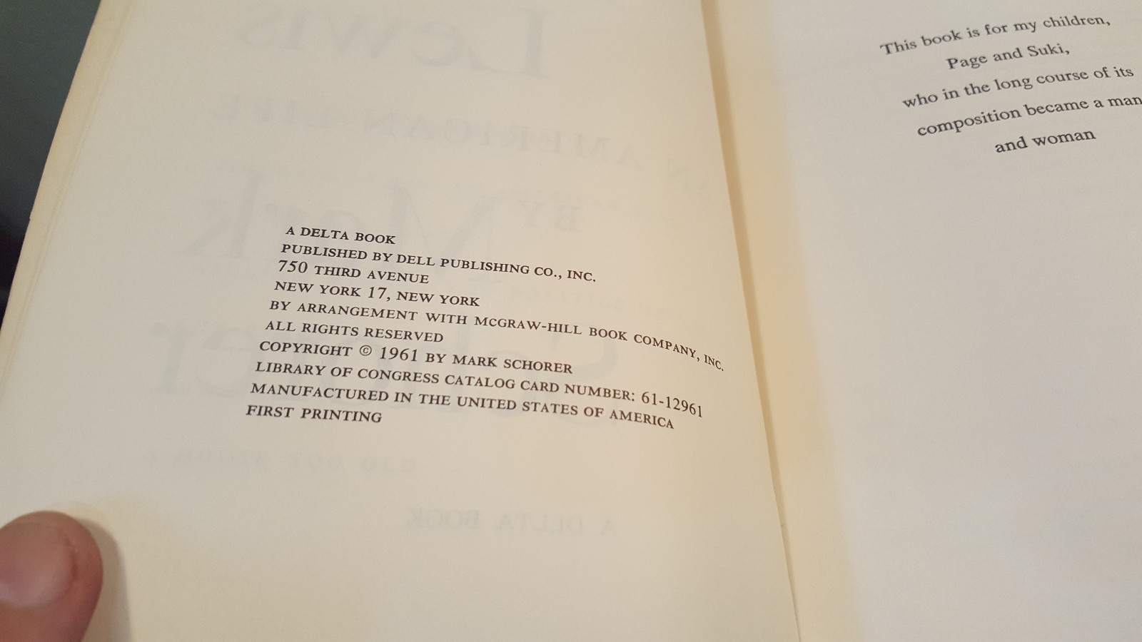 1961 SINCLAIR LEWIS: An American Life Paperback Book by MARK SCHORER