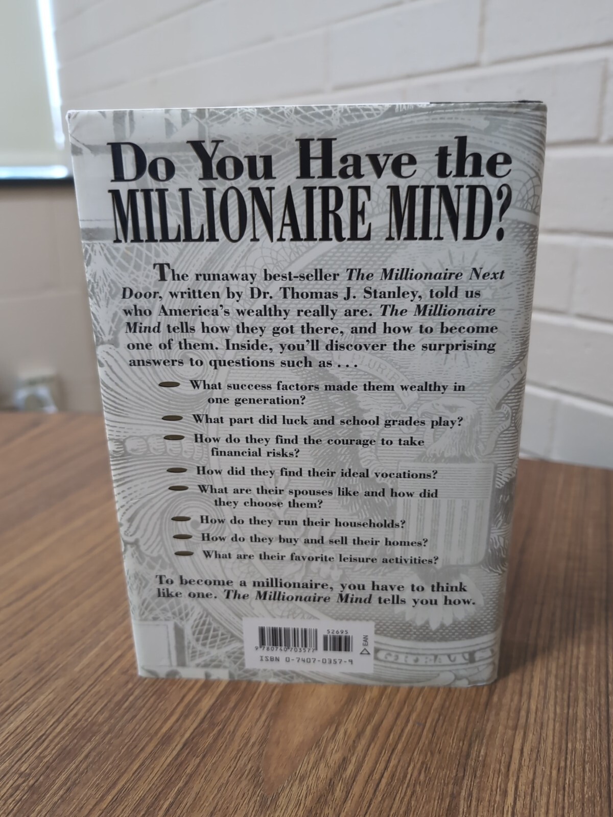 The Millionaire Mind By Thomas J. Stanley Hardcover, 2000