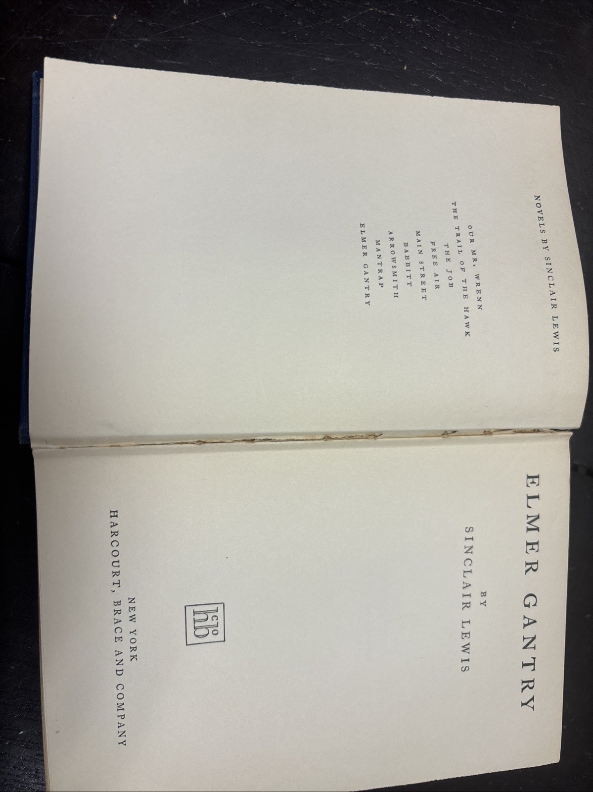 Sinclair Lewis Elmer Gantry Harcourt Brace 1927 1st First Edition 6th Printing