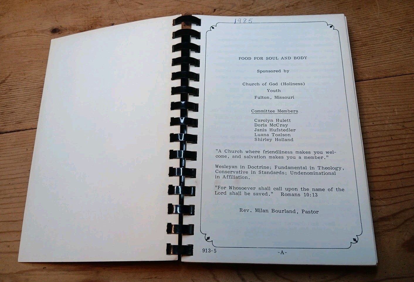 Food For Soul And Body Church Of God Holiness Fulton MO Missouri Cookbook Recipe