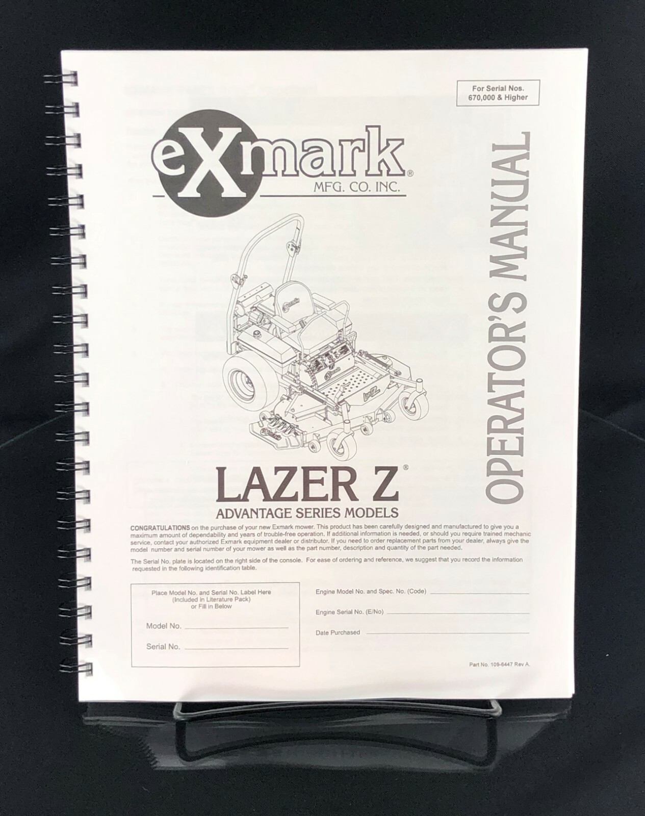 eXmark Lazer Z AS Operator Manual & Part List Diagram LAS28KA604 for SN 670K +