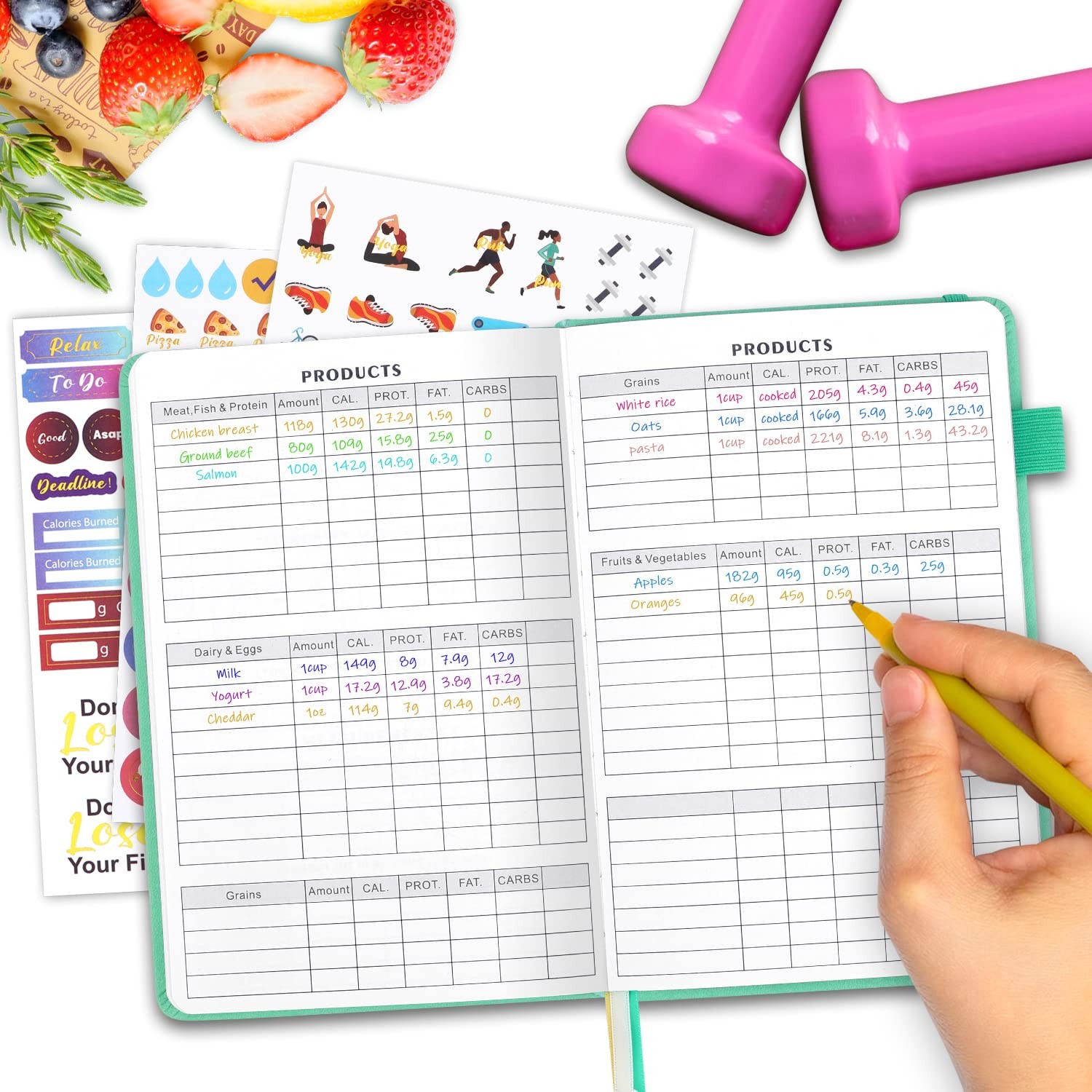 Food and Fitness Journal Hardcover Wellness Planner Workout Journal for Women…