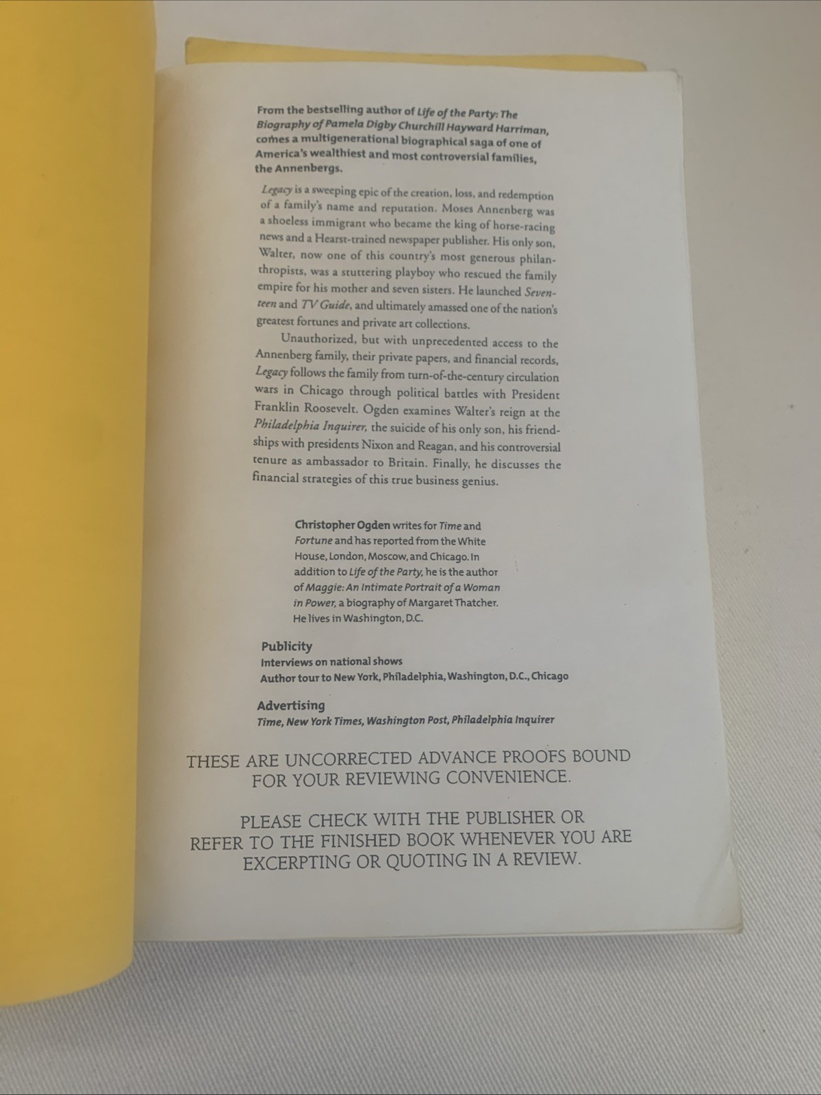 Lot of 4 Advanced Uncorrected Proofs Various Authors.