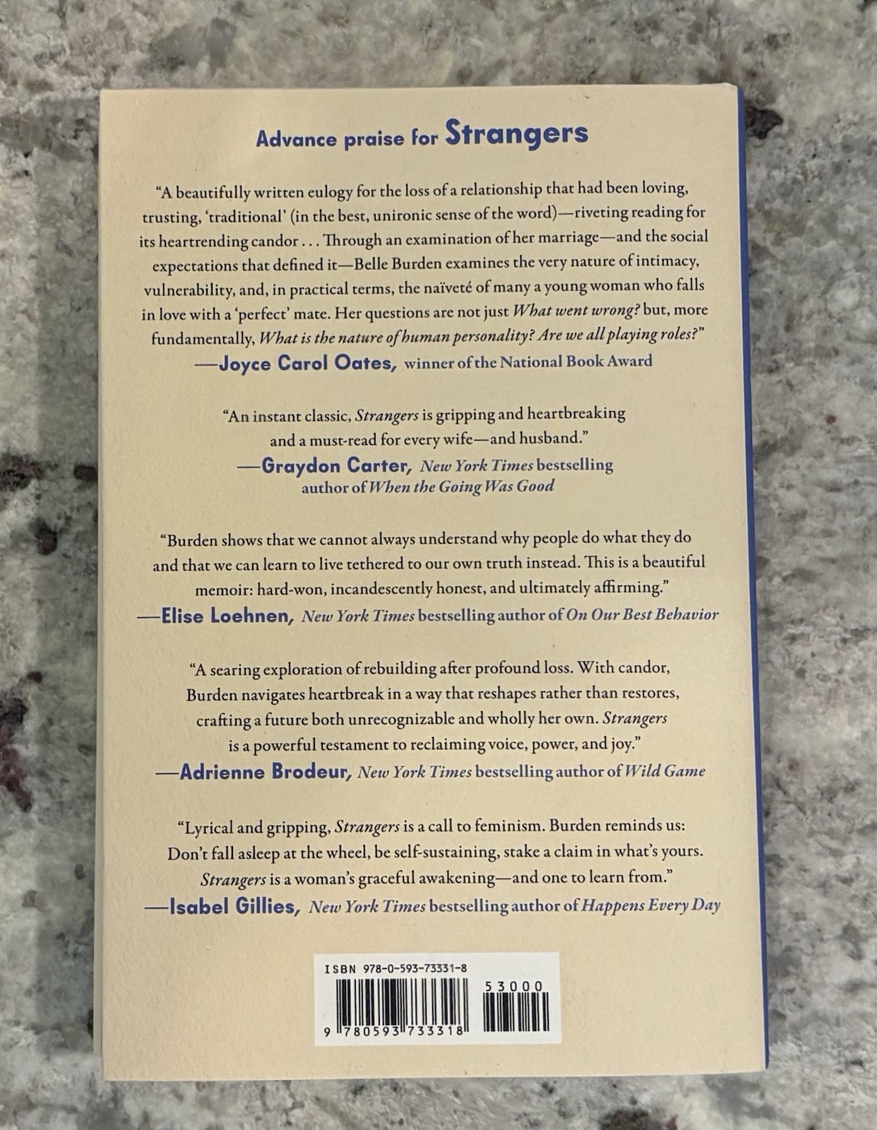 Strangers : A Memoir of Marriage by Belle Burden SIGNED TITLE 1st/6th