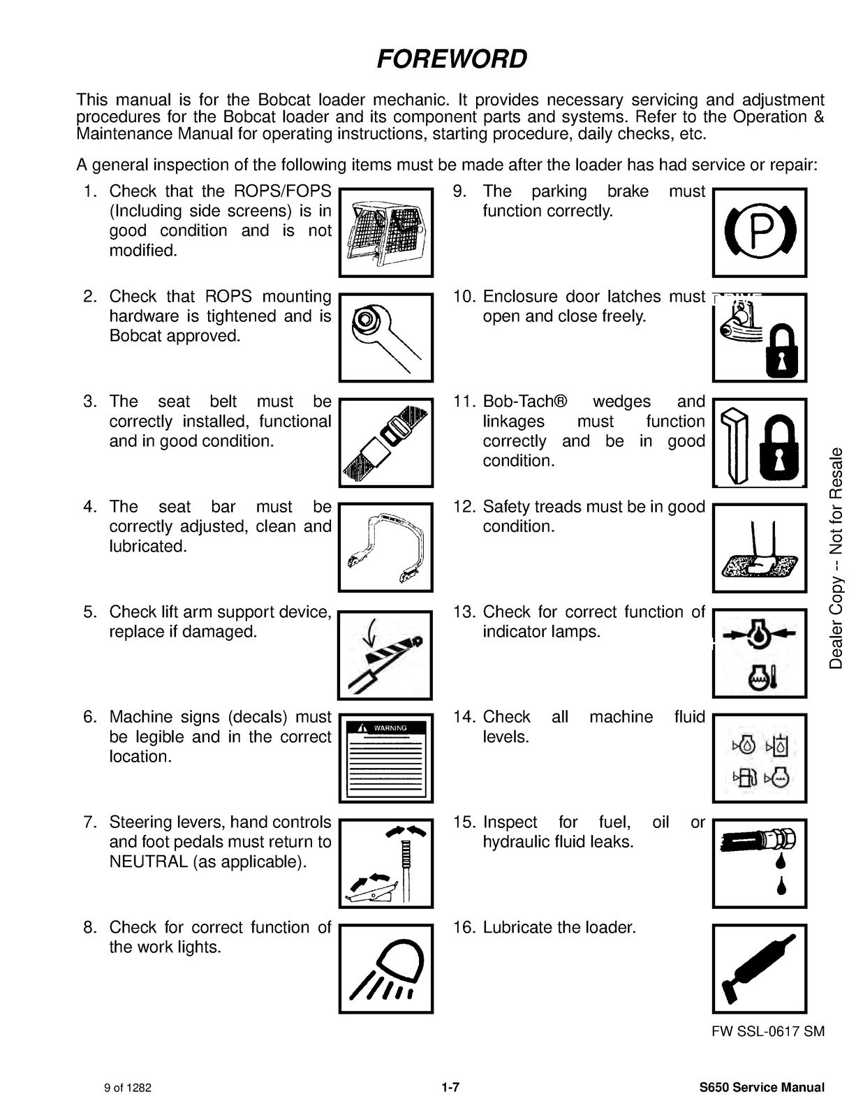 BOBCAT S650 Skid Steer Loader Service Manual SN A3NV11001 Up 2018, FOLDOUTS