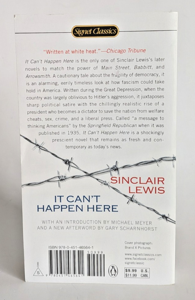 It Can’t Happen Here by Sinclair Lewis (2014, Paperback)