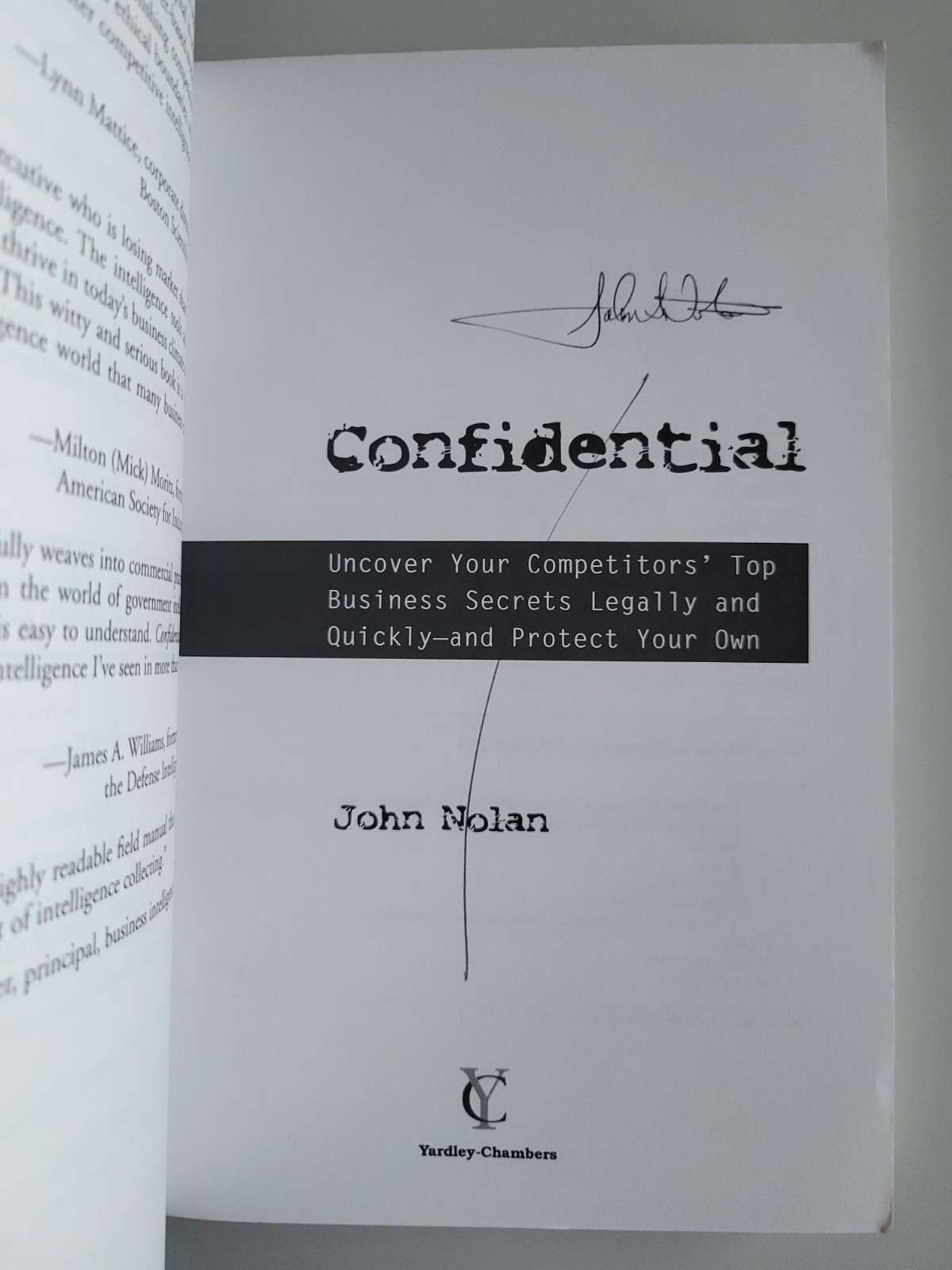 SIGNED CONFIDENTIAL JOHN NOLAN BUSINESS SECRETS GETTING THEIRS KEEPING YOURS 1ST