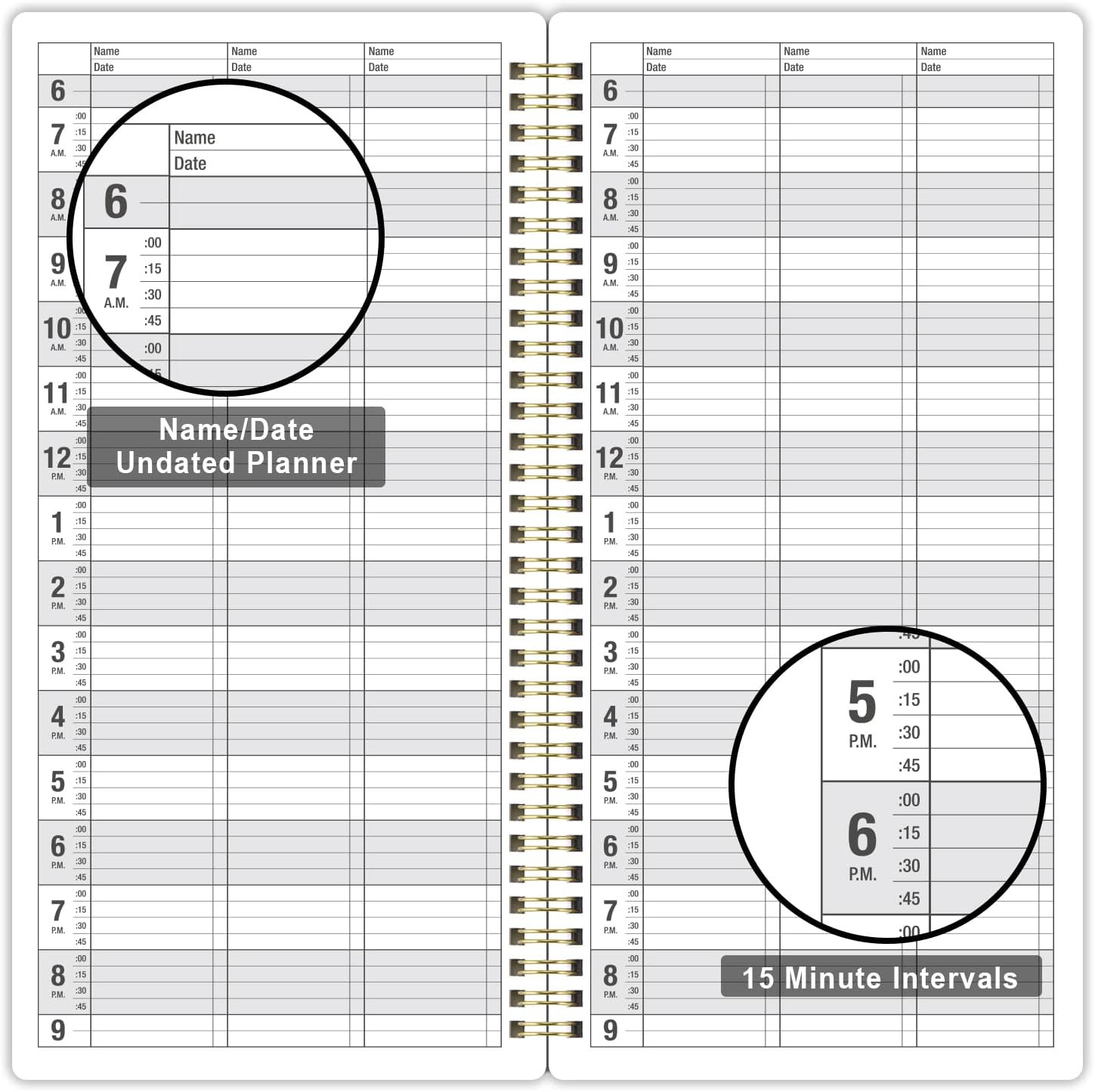 Salon Appointment Book – 15 Min Increments, 3 Cols, 200 Pages, 6.1” X 11.54”,