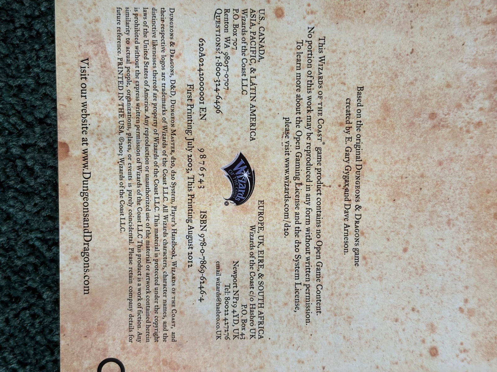 Premium Hardcover Dungeon’s & Dragons Player’s Handbook: v.3.5.