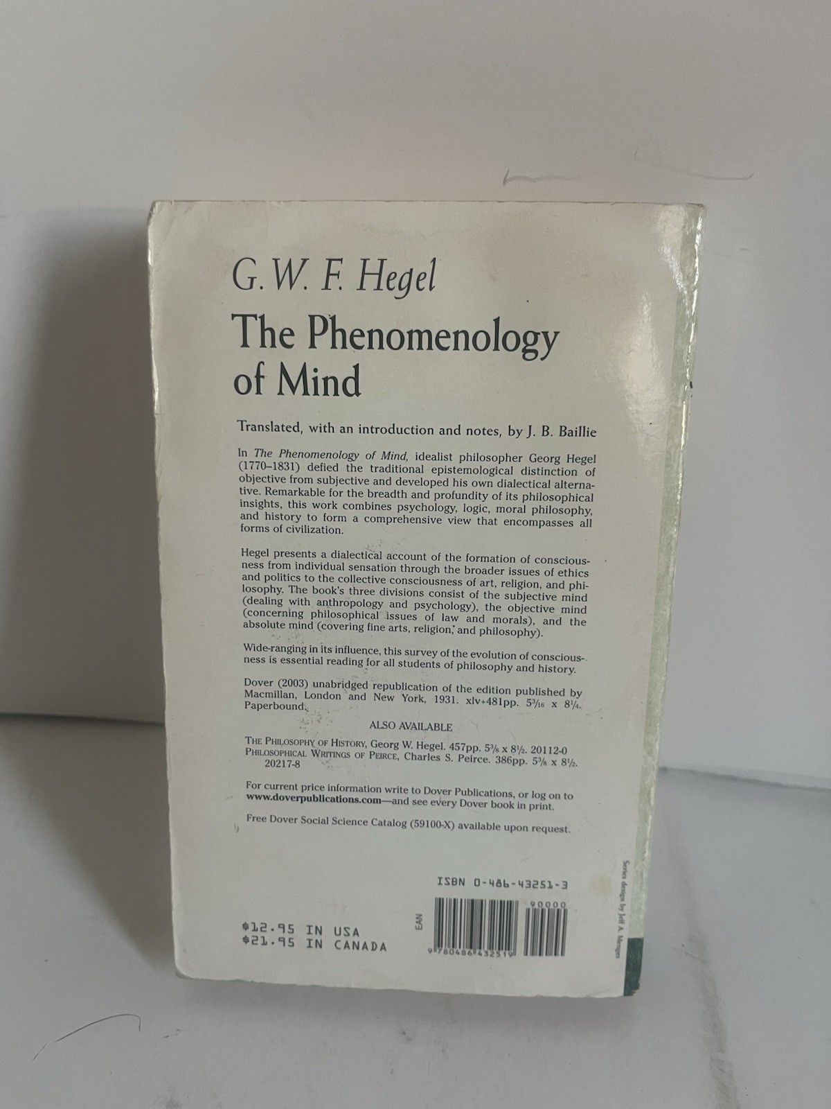 Phenomenology of Mind by G. W. F. Hegel (2003, Trade Paperback)