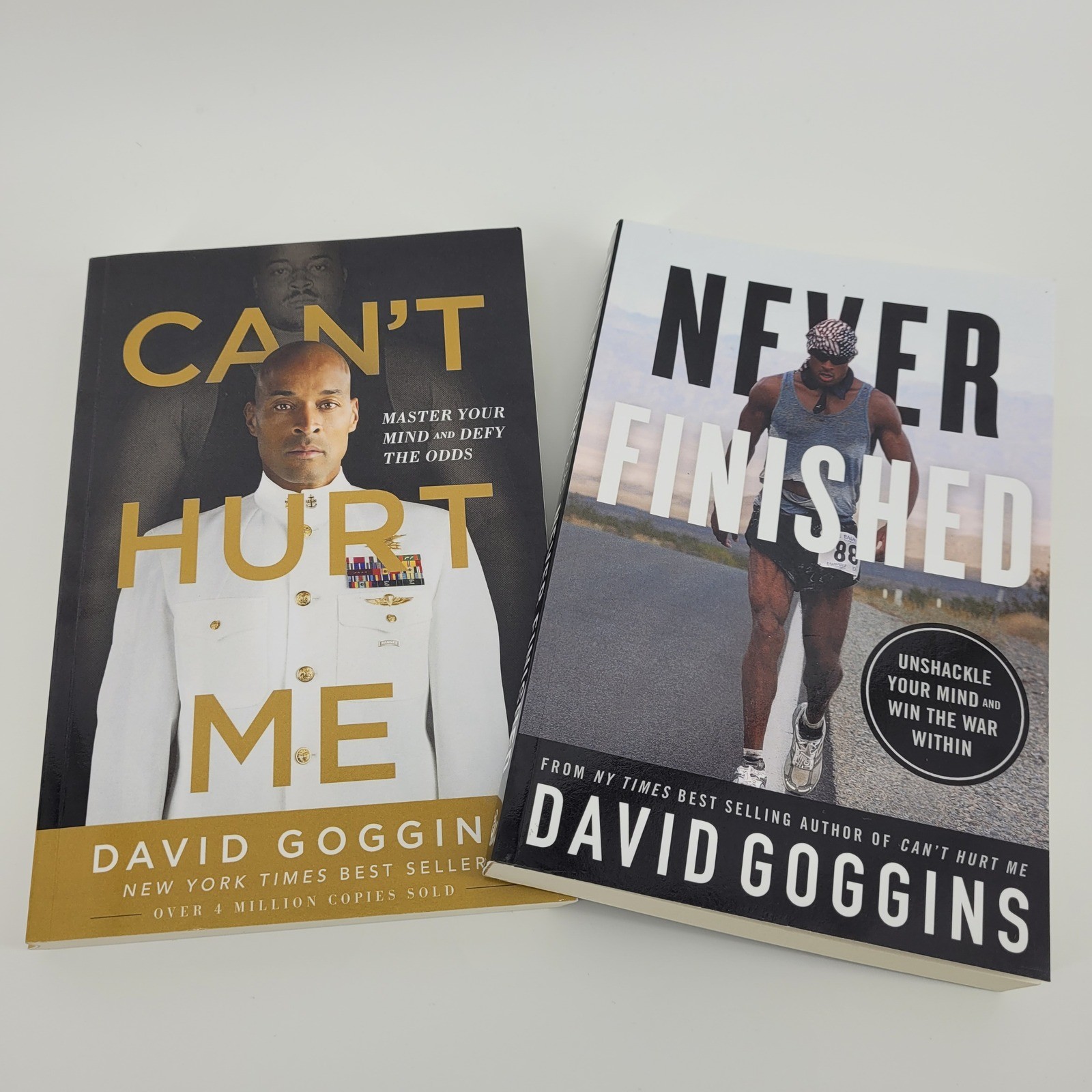 David Goggins Book Lot Can’t Hurt Me and Never Finished Paperback Set 1st Editio