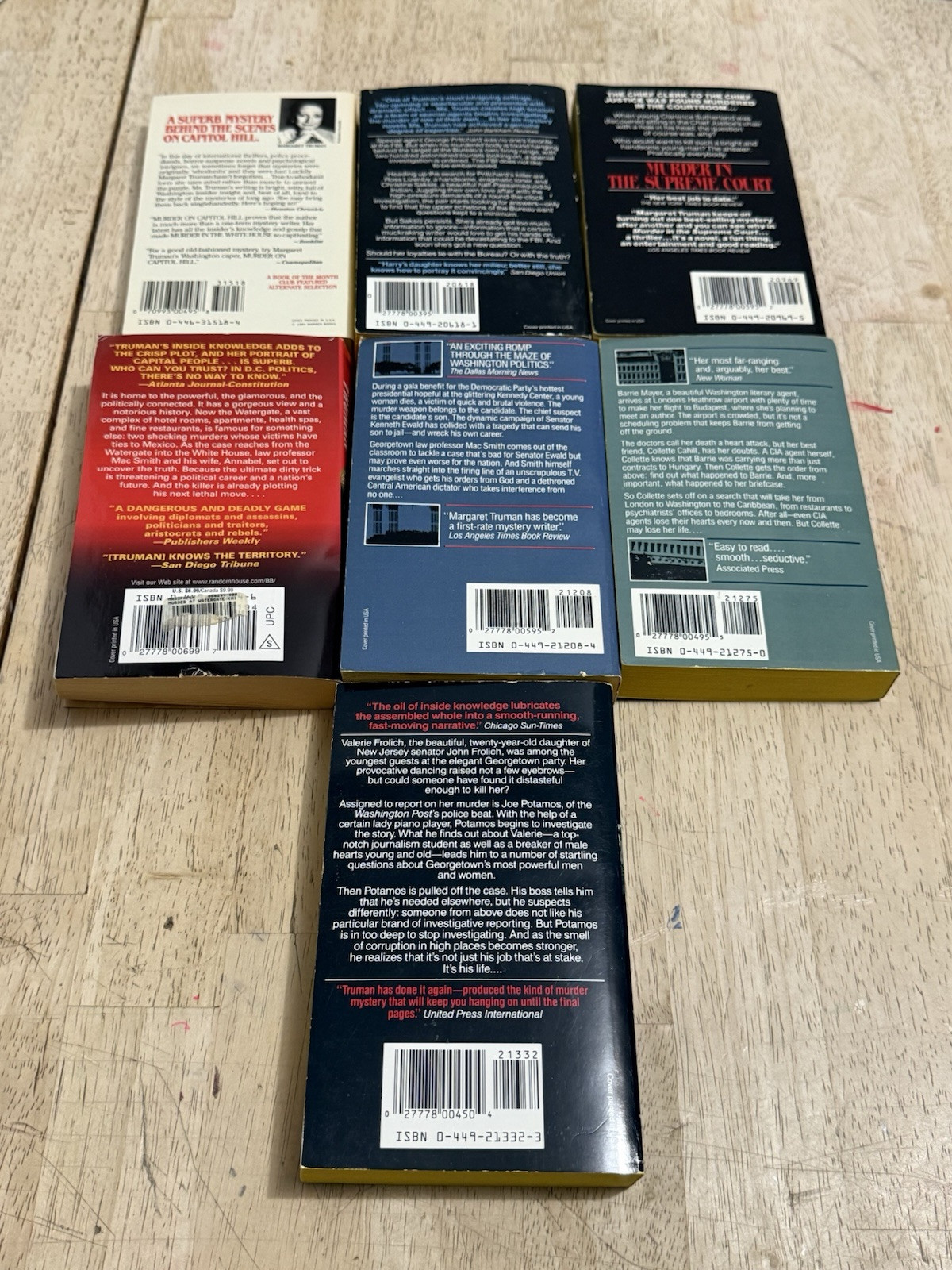 Margaret Truman Lot of 7 “Murder At/In/On” Novels Paperback Books Good Condition