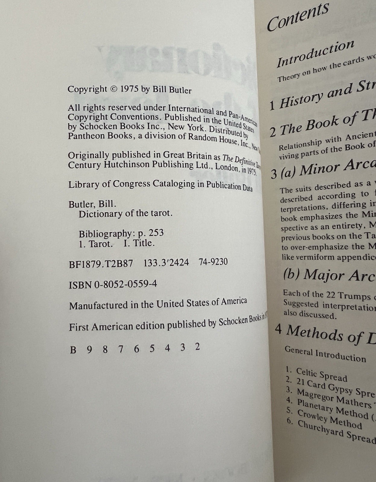 Dictionary of the Tarot Bill Butler 1975 Book Symbolism Cards Unconscious Mind