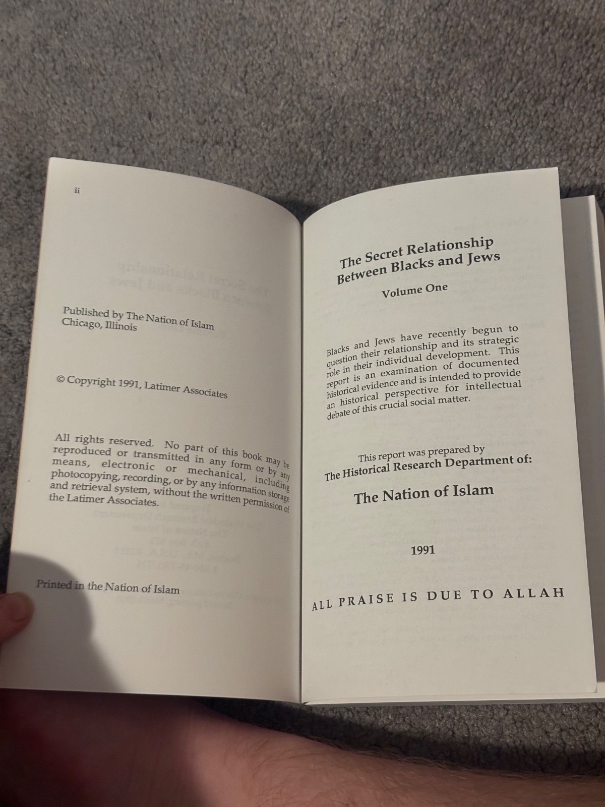 THE SECRET RELATIONSHIP BETWEEN BLACKS AND JEWS Vol.1 Nation Of Islam 2nd print