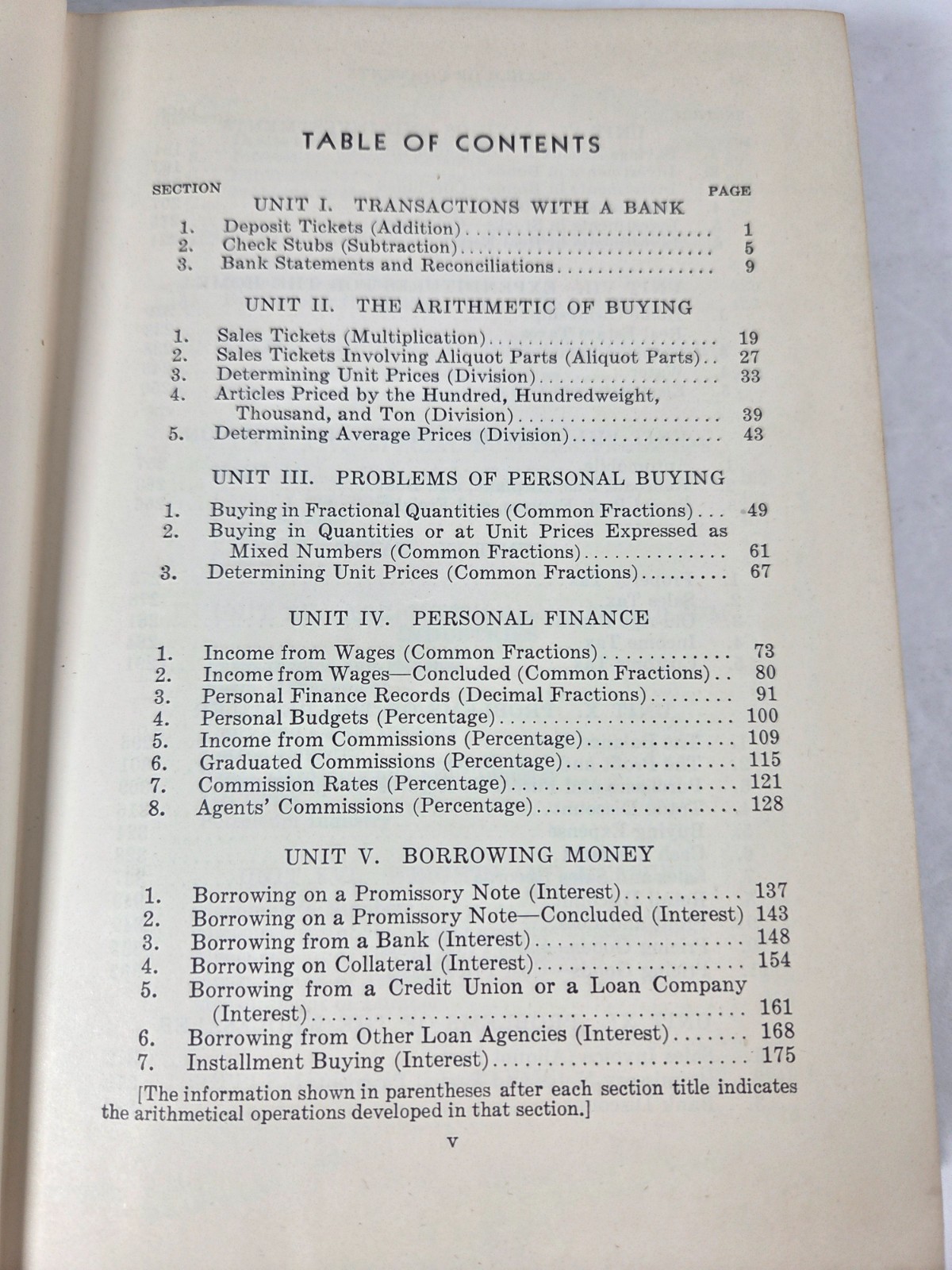 1948 Applied Business Arithmetic Curry Piper School Text Book HC Fifth Edition