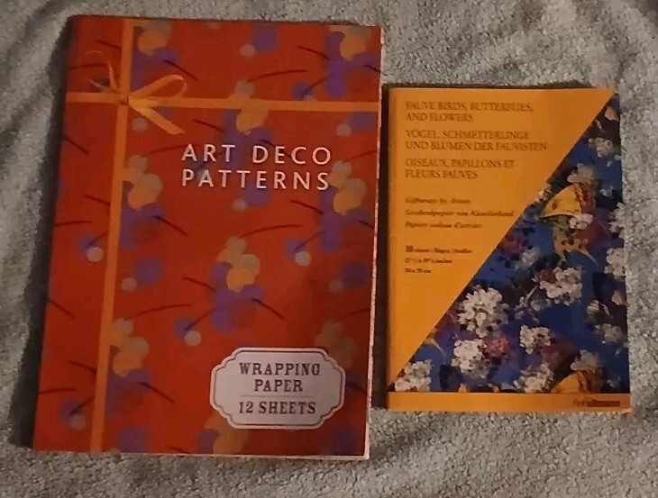 Art Deco Patterns Wrapping Paper Fauve Birds, Butterflies, and Flowers Book Lot