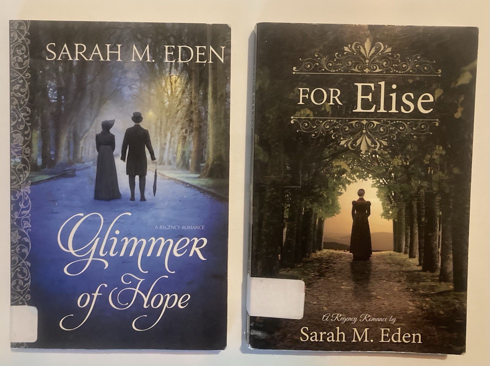 Sarah M. Eden books, lot of 2 – Glimmer of Hope and For Elise
