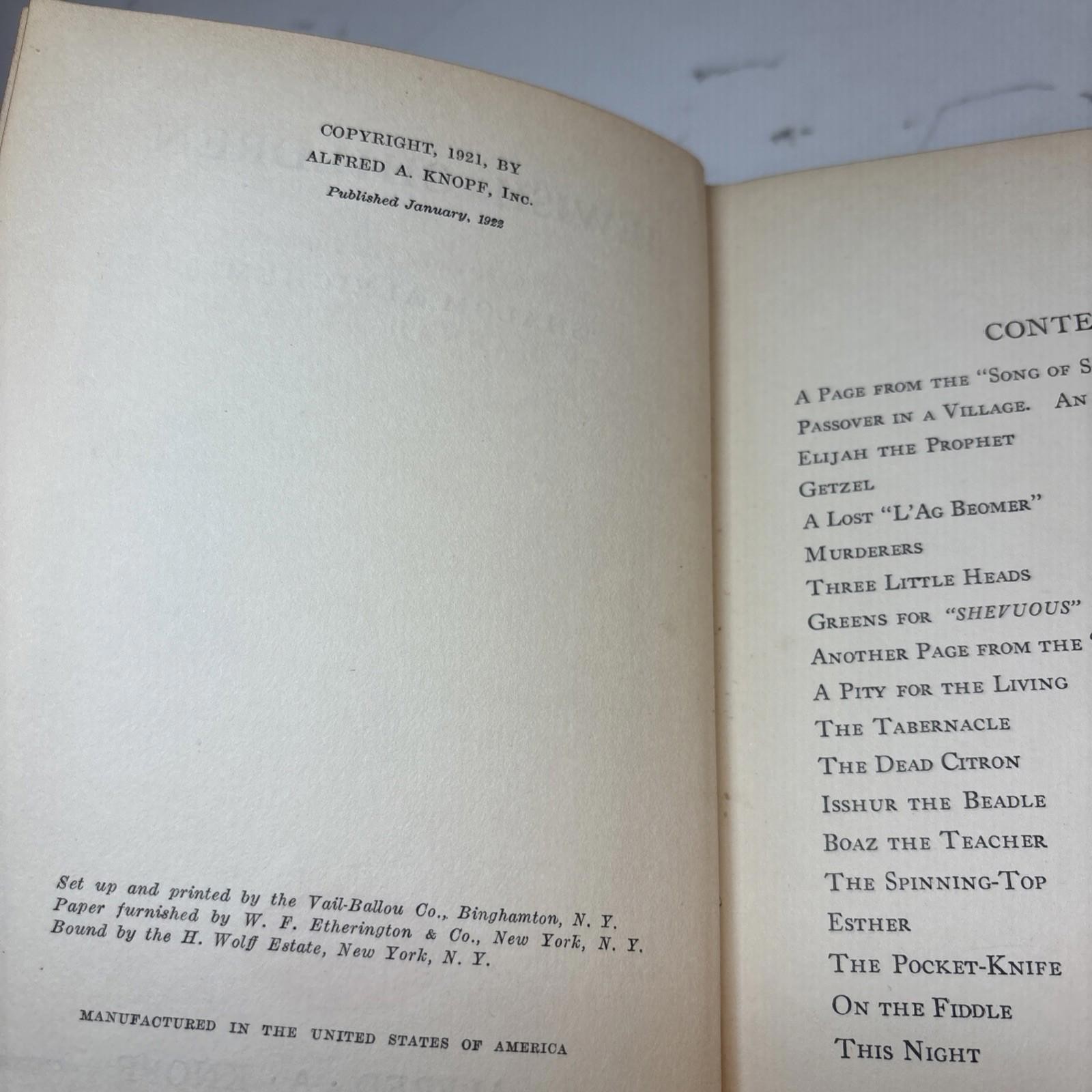 1922 First English Edition – Jewish Children by Sholem Aleichem Knopf