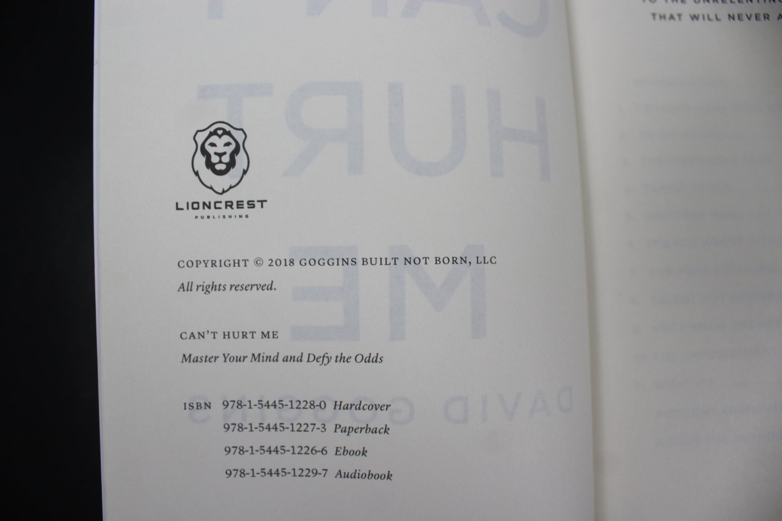 Can’t Hurt Me David Goggins 2018 Paperback Master Your Mind Lioncrest PB