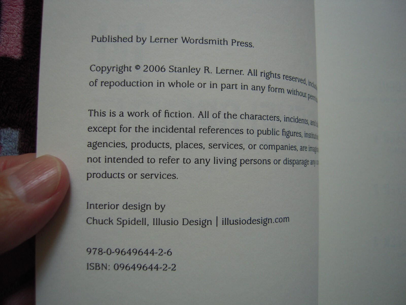 2006 A STAN LERNER NOVELLA IN DEVELOPMENT PAPERBACK 126 PAGES